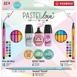 STABILO Sada Pastellove - linery, fixy, zvýrazňovače, grafitové tužky 35 ks
