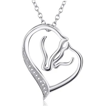 Řetízek Olivie Dva koníci v srdíčku - stříbrný náhrdelník 4693 Ag 925; ≤3,8 g.