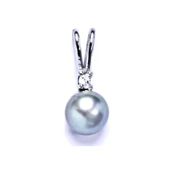 Přívěsek Stříbrný přívěsek přírodní perla šedorůžová- P1243 (Stříbrný přívěsek s perlou 5 mm a zirkonem)