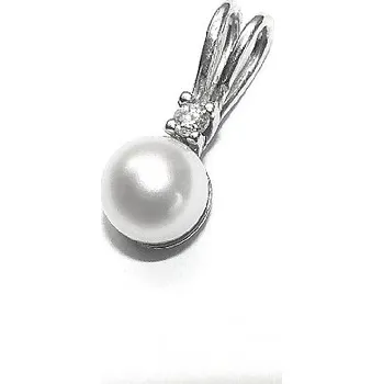Přívěsek Stříbrný přívěsek přírodní perla bílá - P1243 (Stříbrný přívěsek s perlou 6 mm a zirkonem)