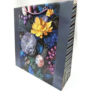 Set školních potřeb Torebka ozdobna matowa 35x37x12cm ciemne kwiaty