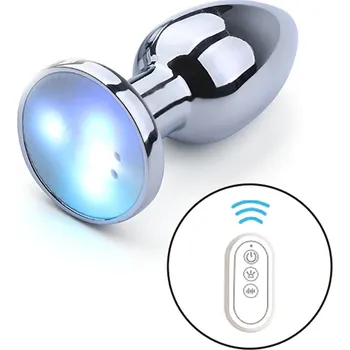 Anální kolík Kiotos Vibrating Aluminium LED Buttplug Small