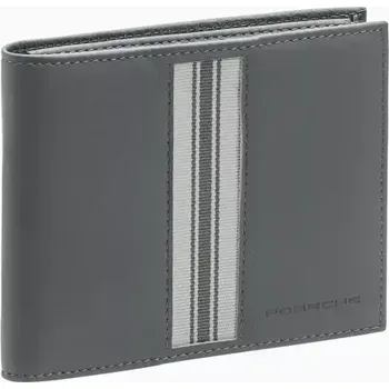 Peněženka PORSCHE Men's Wallet Heritage Pánská peněženka šedá (z prémiové hovězí kůže s vyraženým logem "PORSCHE" a textilním pruhem v Racing vzhledu.)