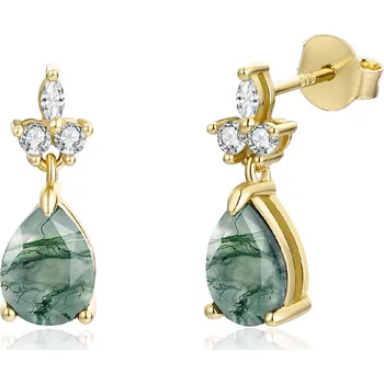 Náušnice Olivie Stříbrné náušnice MECHOVÝ ACHÁT GOLD 8407 Ag 925; ≤1,8 g.