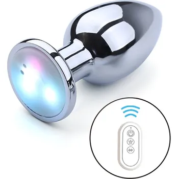 Anální kolík Kiotos Vibrating Aluminium LED Buttplug Medium