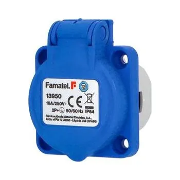 Elektrická zásuvka Famatel Zásuvka vestavná 13950 IP54 SCHUKO 250V/16A (s postranními ochrannými kontakty), modrá