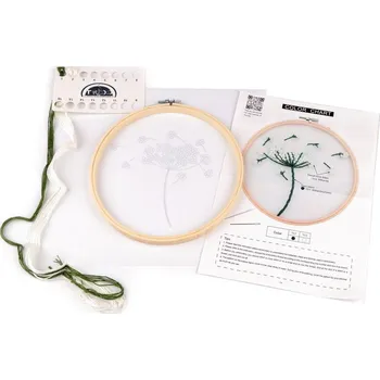 Vyšívací vzor Sada vyšívání s předtištěným motivem, pampeliška na tylu - 2 viz foto