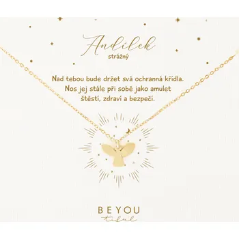 Řetízek BEYOU Dárková karta Andílek strážný a zlatý řetízek