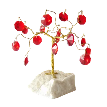 Vánoční stromek Stromeček štěstí s křišťálovými ověsy červený