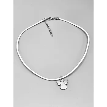 Náhrdelník Kateřina Vlasáková Kožený choker s andělem bílá