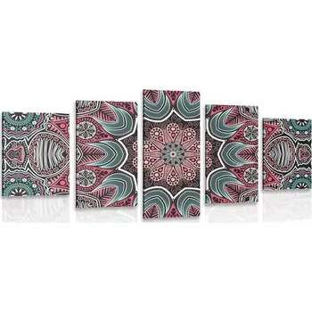 Obraz Dovido 5-dílný obraz indická Mandala s květinovým vzorem