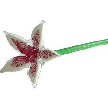 umělá květina Lilie ze skla, rozkvetlá, bílá
