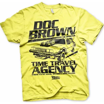 Back to the Future tričko, Doc Brown Time Travel Agency Yellow, pánské M