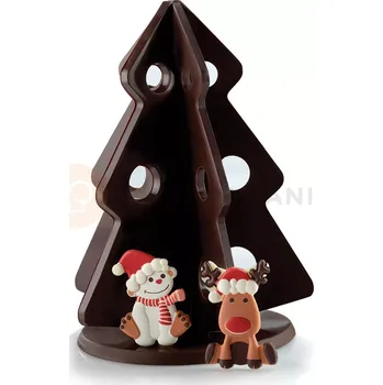 Čokoládová tyčinka Forma na čokoládu - vánoční strom, sněhulák a sob, 130x200 mm, 180 g - KT80 | PAVONI, Albero a stella
