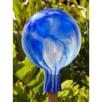 Zahradní dekorace Plotová zahradní koule 15cm modro bílá