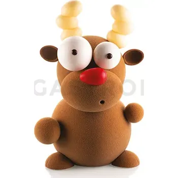 Čokoládová tyčinka Sada termoformovaných forem na čokoládu, sob Rudolf 3D - 236x147 mm | SILIKOMART, Kit Rudolf