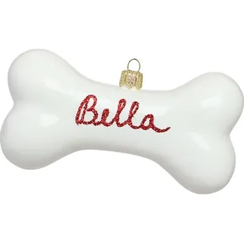 Skleněná ozdoba psí kostička se jménem