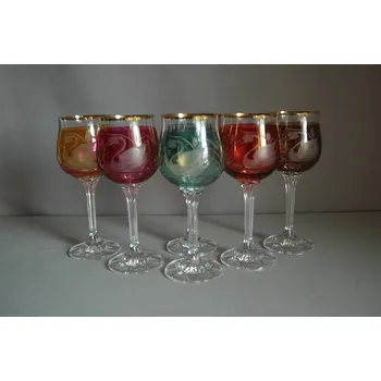 Sklenice Sklenice na víno, 6 ks, s dekorem Labuť