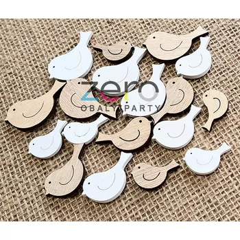 kreativní sada Ptáček dřevěný samolepicí (18 ks) - bílá/přírodní