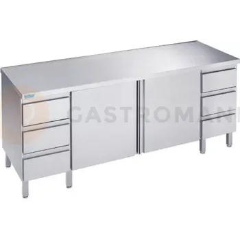 Příslušenství k židli Podstavec pro pracovní stůl 1800x700x850 mm, 2 police, 2 bloky 3 zásuvek, 2 křídlové dveře, bez pracovní desky | RILLING, ASF 0718U S3B0