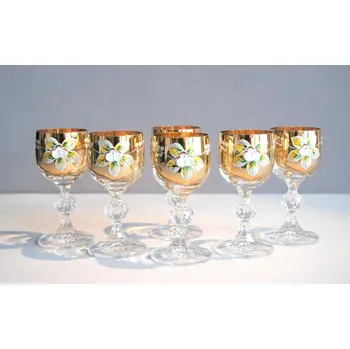 Sklenice Sklenice Claudia 50ml set 6ks čiré se zlatem na likér