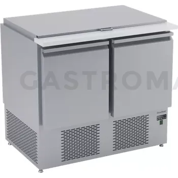 Chladicí stůl salátový s agregátem, odklápěcím víkem a plnými dveřmi 950x700x875/1465 mm | DORA METAL, DM-94040