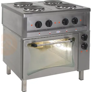 Sporák Gastronomický elektrický sporák, 4 plotny s elektrickou troubou, 800x700x850 mm, 13,7 kW | EGAZ, KE-47/PKE-1