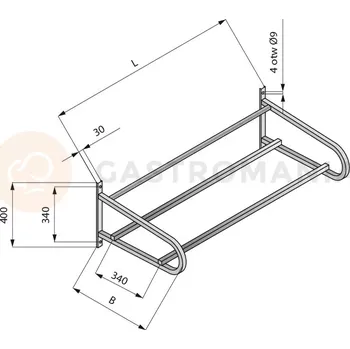 Závěsné křeslo Závěsná police do košů, 2200x615 mm, prolamované | LOZAMET, LO367/2261