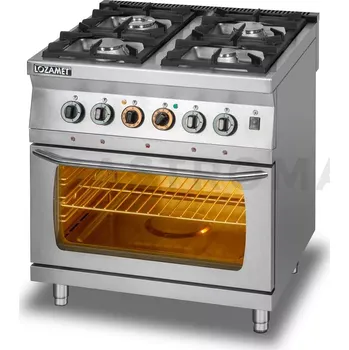 Sporák Plynový sporák 4 hořáky a elektrickou troubou GN 2/1, 800x700x900 mm | LOZAMET, L700.KG4-PE