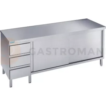 Příslušenství k židli Podstavec pro pracovní stůl 1400x700x850 mm, 2 police, blok se 3 zásuvkami, 2 posuvné dveře, bez pracovní desky | RILLING, ASS 0714U S3L0