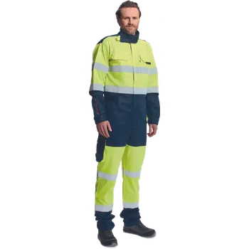 CERVA Kombinéza pracovní reflexní MULTINORM PICK PM HV, barva žlutá/navy, vel. XS