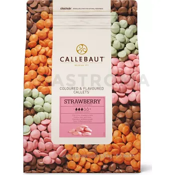 Čokoláda Aromatizovaná čokoláda jahodová Callets, 2,5 kg balení | CALLEBAUT, STRAWBERRY-E4-U70