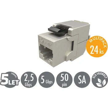 Síťový konektor MULTIPACK 24 ks - samořezný keystone Solarix CAT6 STP SXKJ-6-STP-BK-SA 25286812