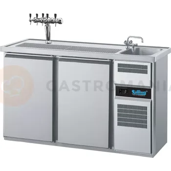 Chladící barový stůl 1550x700x980 mm, 2 dvéřový, dřez na pravé straně | RILLING, AGT M721R 81-1/1