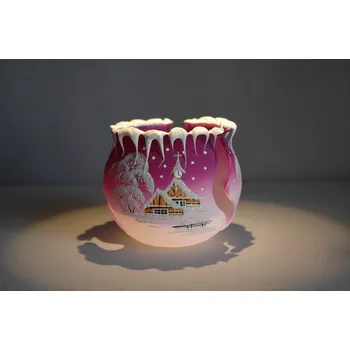 Svícen Vánoční kalíšek na svíčku 10cm, fialový s průzorem