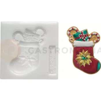 Kuchyňská sůl Forma na cukrovou hmotu SLK 288 - vánoční ponožka, 40x50 mm | SILIKOMART, Sugarflex Xmas Sock