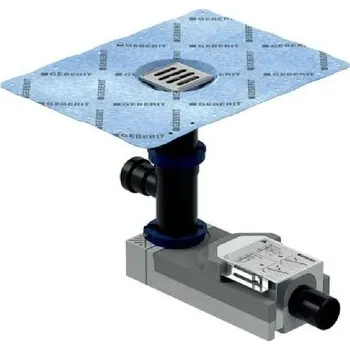 Odvodňovací žlab Geberit Příslušenství - Podlahová vpusť s přívodem, s nerezovým roštem 8x8 cm 154.059.00.1