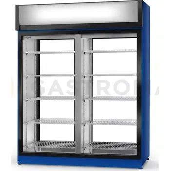 Lednice Chladící skříň oboustranně prosklenná, posuvné dveře na straně obsluhy, trvale instalované sklo na straně zákazníka, horní agregát, ventilátor, 3 kl., nerezové opláštění a vnitřek, 1400x780x2020 mm | RAPA, SCh - 2SR 1400 / 1D