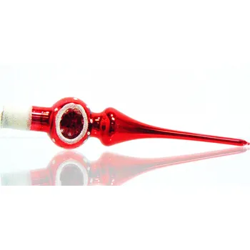 Vánoční ozdoba Vánoční špička na stromeček mini 1koule 507 červený lesk