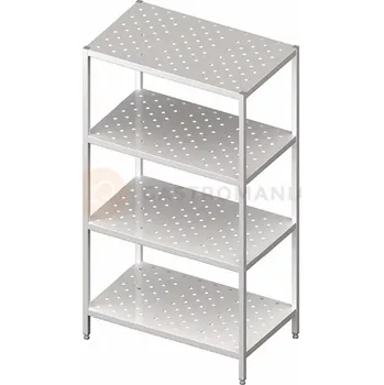 Dětská skříň Regál nerezový se čtyřmi perforovanámi policemi 700x400x1800 mm | STALGAST, 981864070