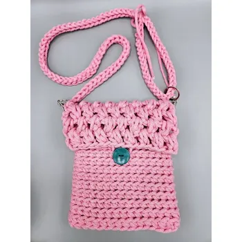 Kabelka přes rameno č.1 s barevnými knoflíky růžová