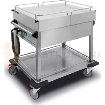 Výdejník vody Pojízdná vodní lázeň, 2xGN 1/1 200 mm s výsuvnou pracovní deskou a vyztužená police se zábradlím | LOZAMET, BJNS.2GN.D