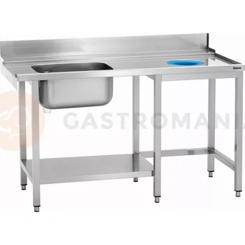 Nerezový dřez Nakládací stůl s dřezem a otvorem na odpad do myčky KTS5000, 1500x730x900 mm | BARTSCHER, 110625