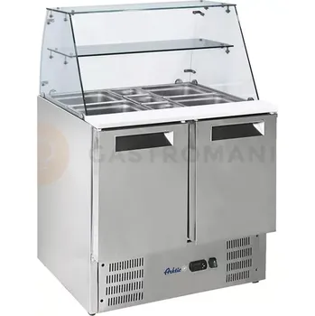 Chladicí salátový stůl, dvoudvéřový se skleněnou nástavbou | ARKTIC, 236185