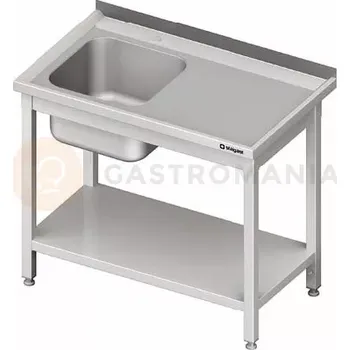 Kuchyňská linka Stůl nerezový s dřezem jednokomorovým na levé straně s policí 1100x700x850 mm | STALGAST, 980707110