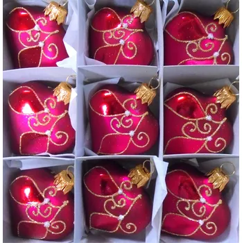 Vánoční ozdoba Vánoční ozdoba srdce 3033 set 9ks