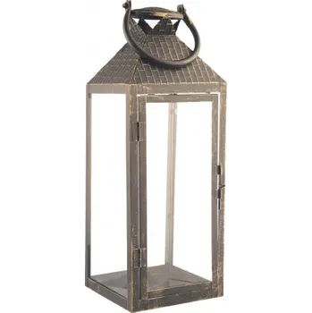 Svícen Lucerna kov černá malá 12x12x28 cm