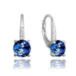 Dívčí stříbrné náušnice s tmavě modrými a čirými zirkony