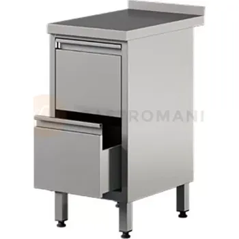 Nerezový dřez Přístěnný stůl z nerezové oceli se dvěma zásuvkami 400x600x850 mm | ASBER, WM-46-PL-2DR