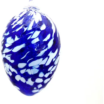 Velikonoční dekorace Skleněné barevné vajíčko 13cm do modra